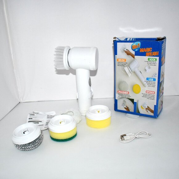 Cordless Electric Scrubbers with 6 Replaceable Heads– NWT   Features: Powerful c - Picture 3 of 4